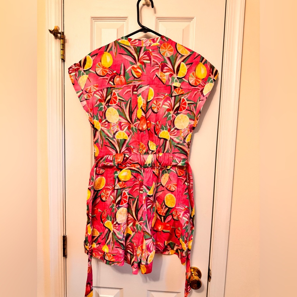 Scotch & Soda Women's Linen Romper, Pink Tropical Citrus Print, Size 36 (Size 6) - Picture 5 of 16
